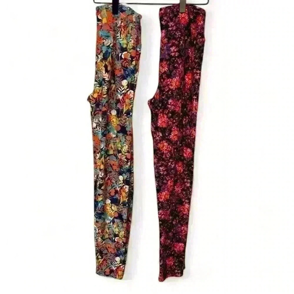 LuLaRoe Women's One Size Leggings Bundle  (2)Abstract & Floral Patterns - Picture 1 of 7